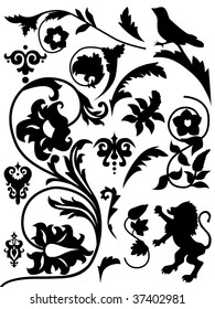 set of antique elements, renaissance