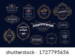 Set of antique frame whiskey label vintage border retro vector illustration