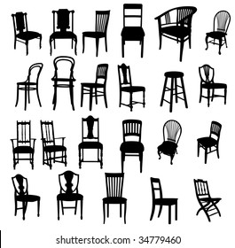 set of antique furniture vector illustration