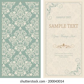 set of antique greeting cards, invitation with victorian ornaments, beautiful, luxury postcards 