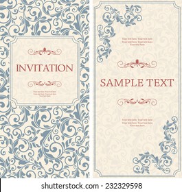 set of antique greeting cards, invitation with victorian ornaments, beautiful, luxury postcards