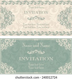 set of antique greeting cards, invitation with victorian ornaments, beautiful, luxury postcards 