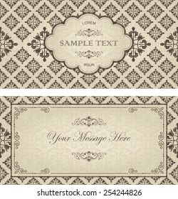 set of antique greeting cards, invitation with victorian ornaments, beautiful, luxury postcards