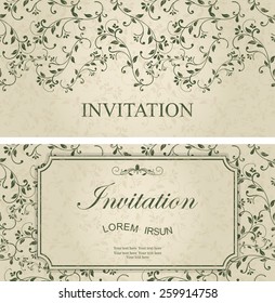 set of antique greeting cards, invitation with victorian ornaments, beautiful, luxury postcards