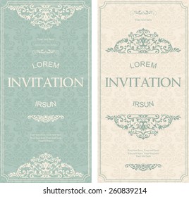 set of antique greeting cards, invitation with victorian ornaments, beautiful, luxury postcards