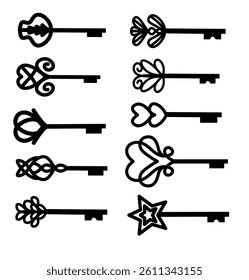 Set of antique key silhouettes