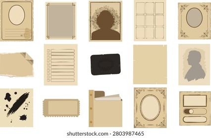 Set of antique paper backgrounds and aged photo frames