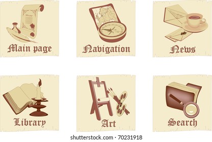 Set of antique parchment icons