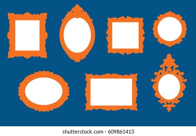 Set of antique picture frame designs.
Vector illustrations of seven different ornate picture frames