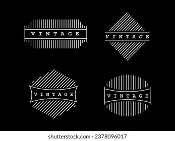 Conjunto de diseño de plantillas antiguas con líneas cuadradas, redondeadas y hexágonas. Vector vintage con estilo antiguo para texto de marco de negocio.