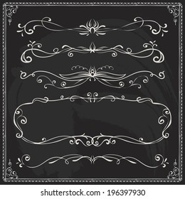 set of antique vector dividers on a chalkboard line nails fingers antique background scene border drawn gothic ornate beauty set science twist ornamental classic twirl flag divider victorian visual gr