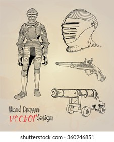set. antique weapons. armor
