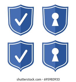 set of anti-virus shields isolated on white background