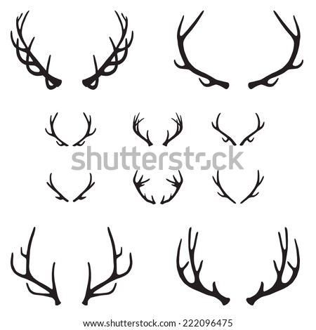 Set of antlers, silhouette, vector 