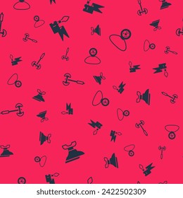Set Anvil for blacksmithing, Medieval spear, poleaxe and Necklace with gem on seamless pattern. Vector