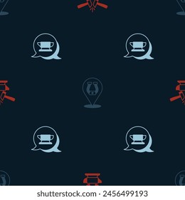 Set Anvil and hammer, Horseshoe and Blacksmith anvil tool on seamless pattern. Vector