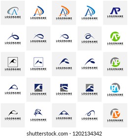 Set of AP Letter Logo Design with Creative Modern Trendy Typography, AR Letter Logo vector.