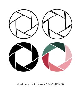 Set of aperture icons isolated on white background. Photo camera shutter sign. The diaphragm symbol. Vector illustration.