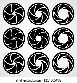 Set of aperture icons. Vector illustration. Focus icon. Camera icon isolated
