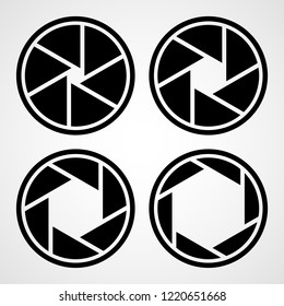 Set of aperture icons. Vector illustration. Focus icon. Camera icon isolated