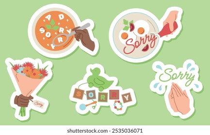 A set of apology stickers. Different types of forgiveness. I'm sorry