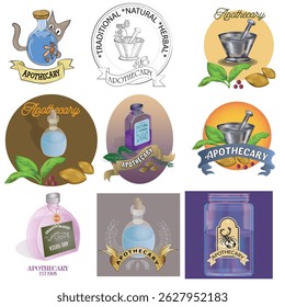 Um Conjunto de Sinal Farmacêutico e Ilustração Vetorial
