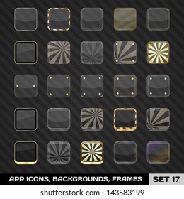 Set Of App Icon Frames, Templates, Backgrounds. Set 17. Vector Illustration