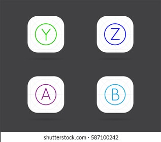 Set of App Icon Template with Guidelines. Vector Fresh Colour