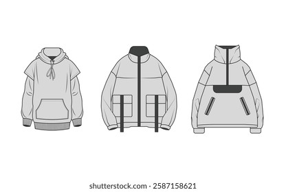 Set of Apparel Mockups Collection Men's jacket.