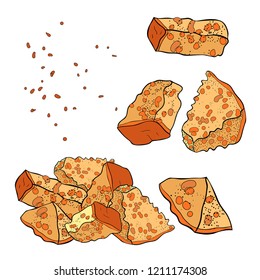 set with appetizer bread croutons. vector illustration