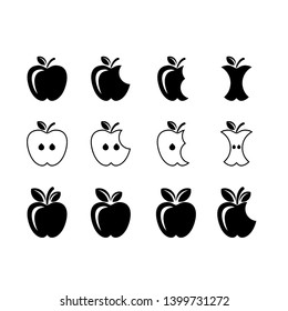 set of Apple black silhouette vector icon designs illustration logo