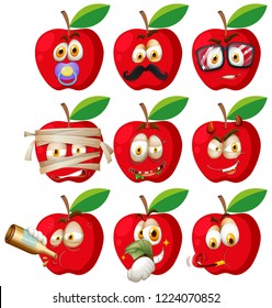 Set of apple face illustration