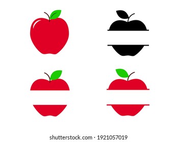 Set of apple frames isolated on a white background. Vector stock illustration for banner