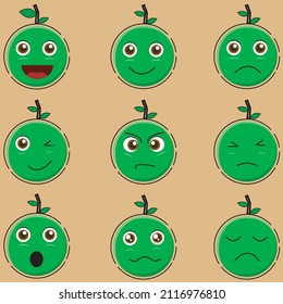 Set of Apple Fruit Icon Emoji Design 