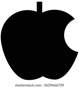 Set of Apple Fruit Icons . Black and White Minimalist Vector Design.
