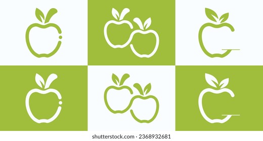 Set apple fruit logo fresh fruit with creative concept Premium Vector