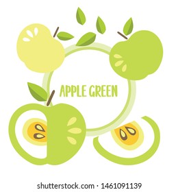 set apple green fruit isolated on white vector pattern cute children print. Can be used as print on a fabrics, wallpaper, covers and other.