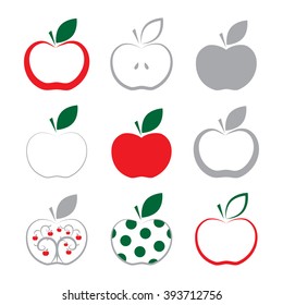Set of apple icon in flat style isolated on white background. 