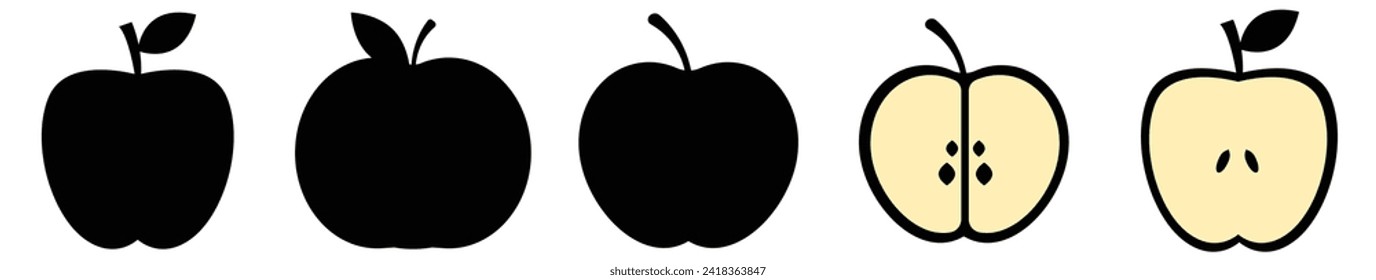 set of apple icon isolated on white background. Vector illustration