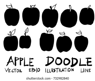 Set of Apple illustration Hand drawn Sketch line vector