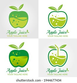 Set of Apple Juice logo illustration