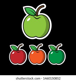 set of apple label.fresh apples.cartoon sticker in comics style.