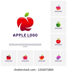 Set of Apple logo design concept vector. Fruit Apple Creative Logo vector template. Icon symbol