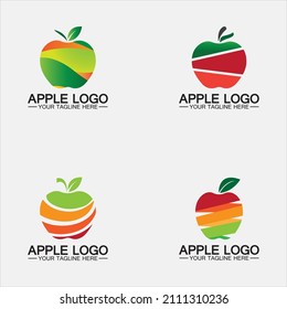 Set Apple logo. fruit healthy food design.Apple logo design inspiration vector template