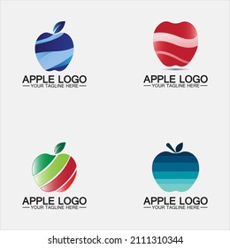 Establece el logotipo de Apple. diseño de alimentos saludables para frutas.Plantilla vectorial de diseño con logotipo de Apple