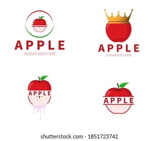 Set von Apple-Logo. Apfelkönig, Label, abstraktes Logo-Konzept. Vektordesign-Illustration.