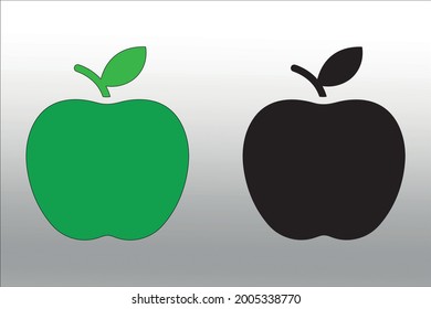 Satz einer Apfelsilhouette einzeln oder Logo einzeln auf Zeichen, Vektorgrafik, Umriss- und Strichstil Sammlung von hochwertiger, schwarzer Vektorgrafik