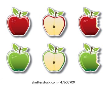 Set of apple sticker icons.