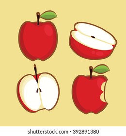 Set of Apple Vector. Bitten. Vector Icons. Background. Isolated
