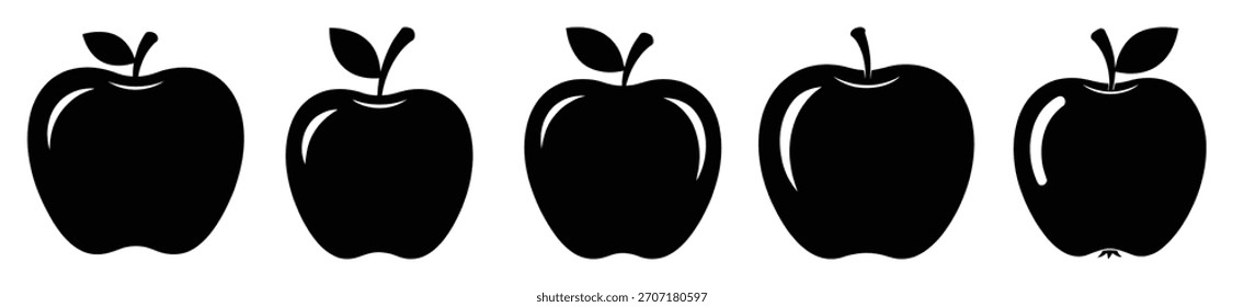 Satz von Apfel, ganze Vektorgrafik einzeln auf weißem Hintergrund